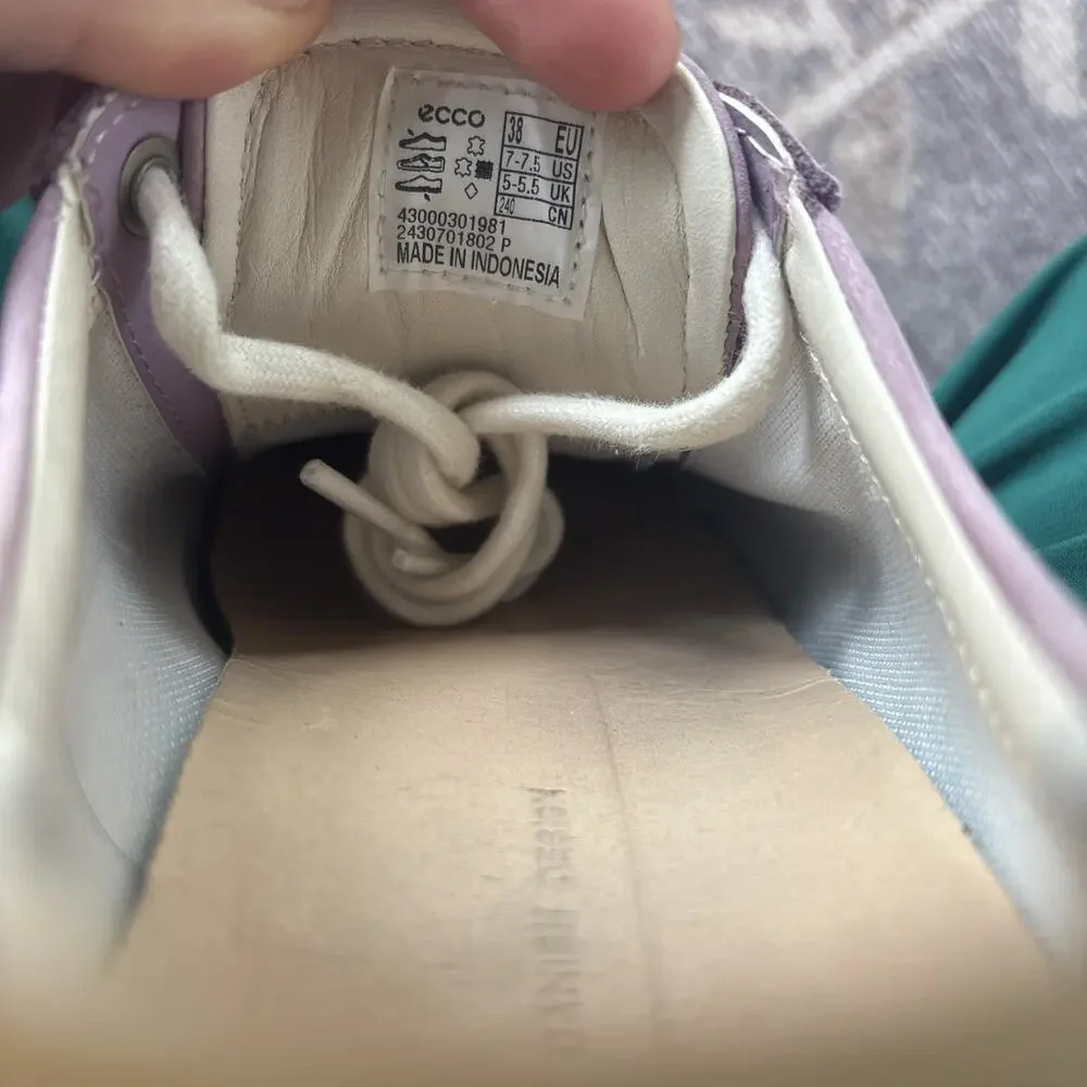 Ecco Soft 7 Women Pink Nubuck Size 7.5 Purple Lavender Lace Up Sneakers School